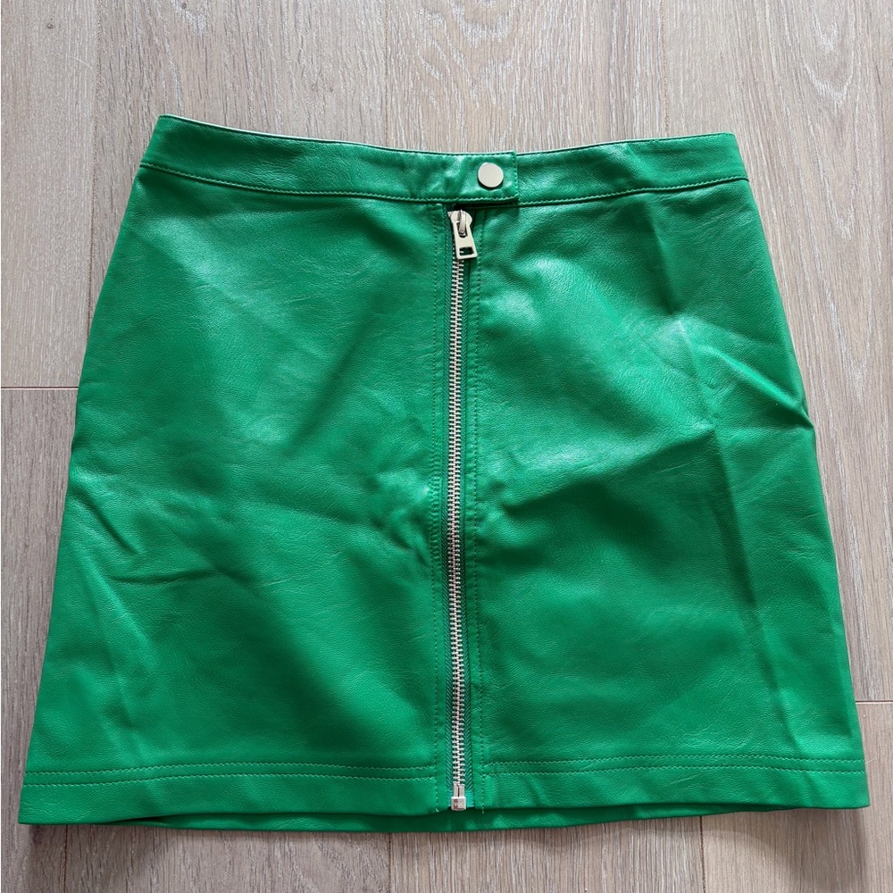 Topshop Vibrant Green Mini Skirt with Zipper